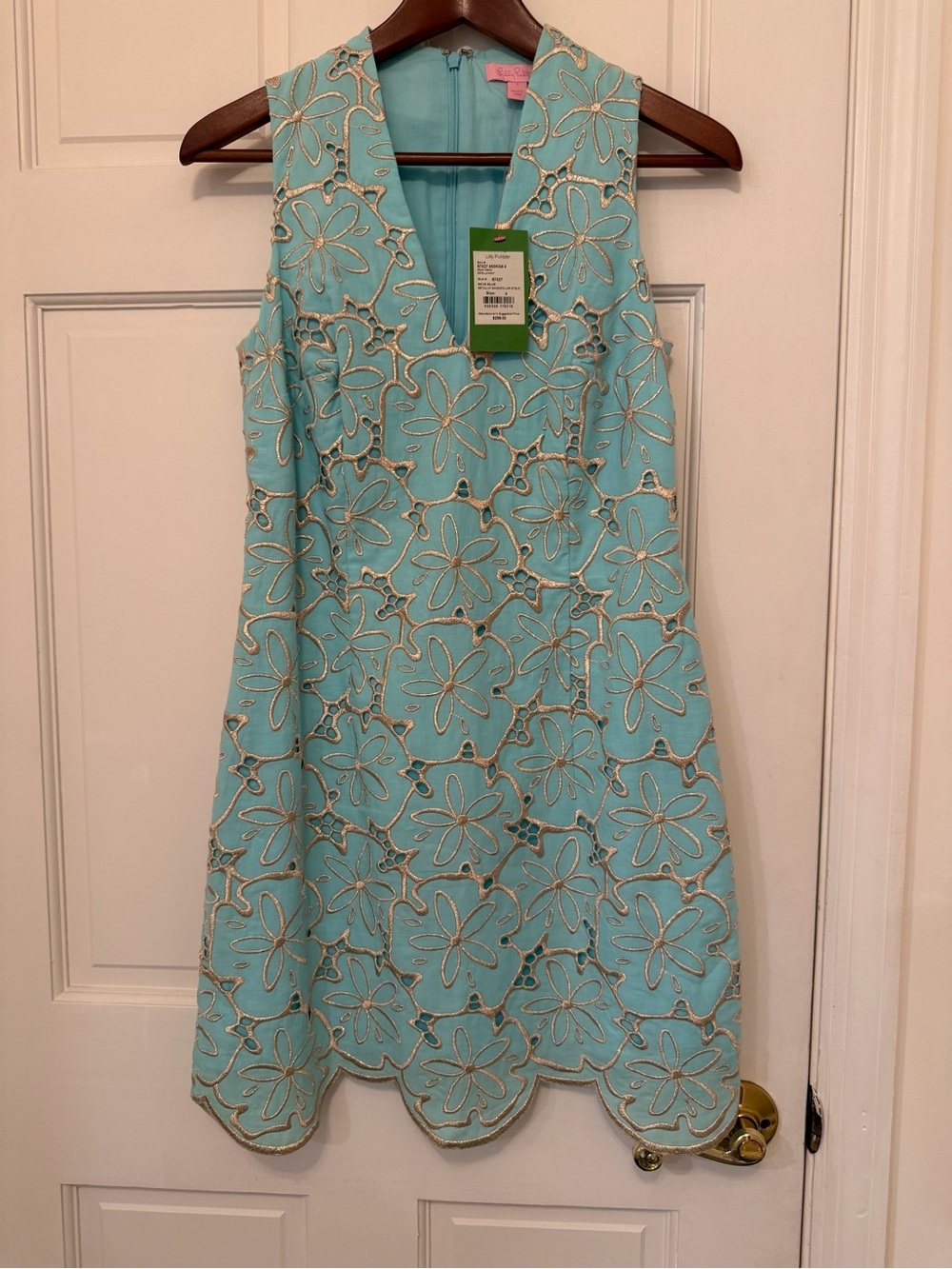 NWT Lilly Pulitzer Estella Shift Metallic Sanddollar Eyelet Dress Size 4